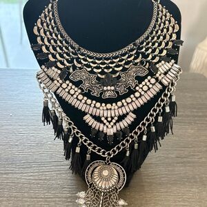Black and Silver Statement Necklace